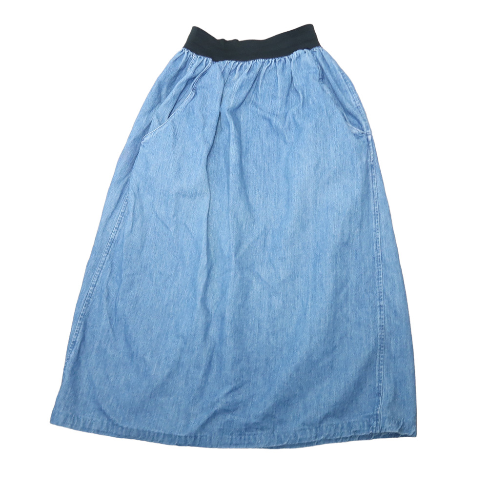 Vintage 90s Calvin Klein Sport blue denim pull on midi skirt S